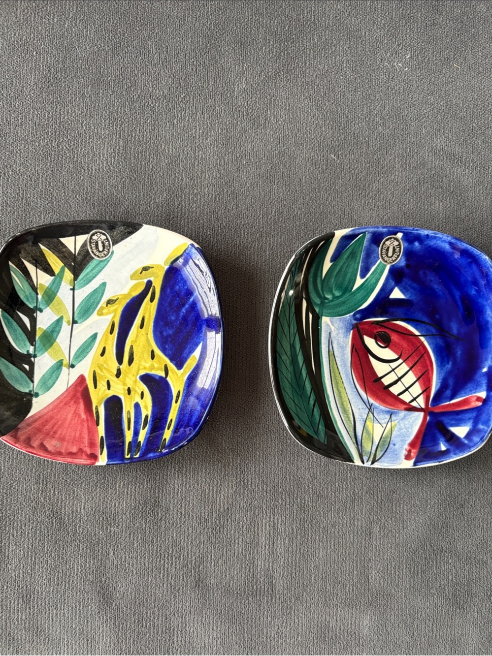 VTG Stavangerflint Norway Inger Waage Handpainted Plates Set (2) MCM